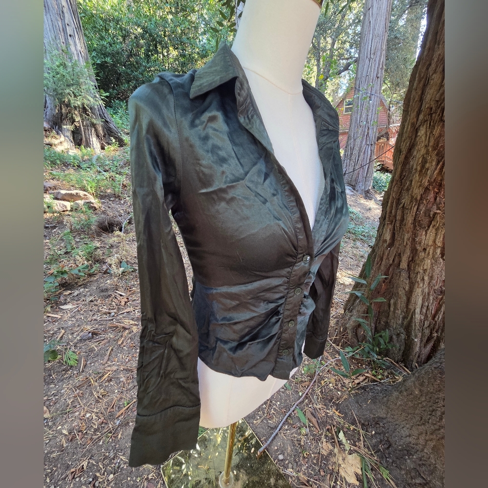 Zara Sage Green Satin Women's‎ Blouse Size Medium - Picture 2 of 5